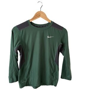 Nike Dri-FIT Long Sleeve Performance Shirt | Green & Gray | Size Medium